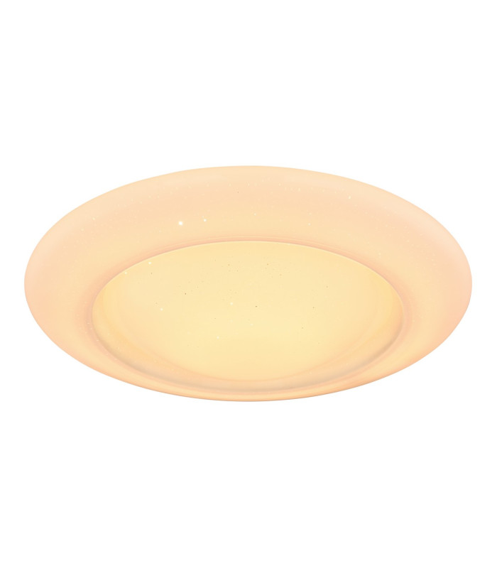 Rava Patterned Glass Flush Ceiling Light White LED Dimmable 3000-6500K Remote Control-5