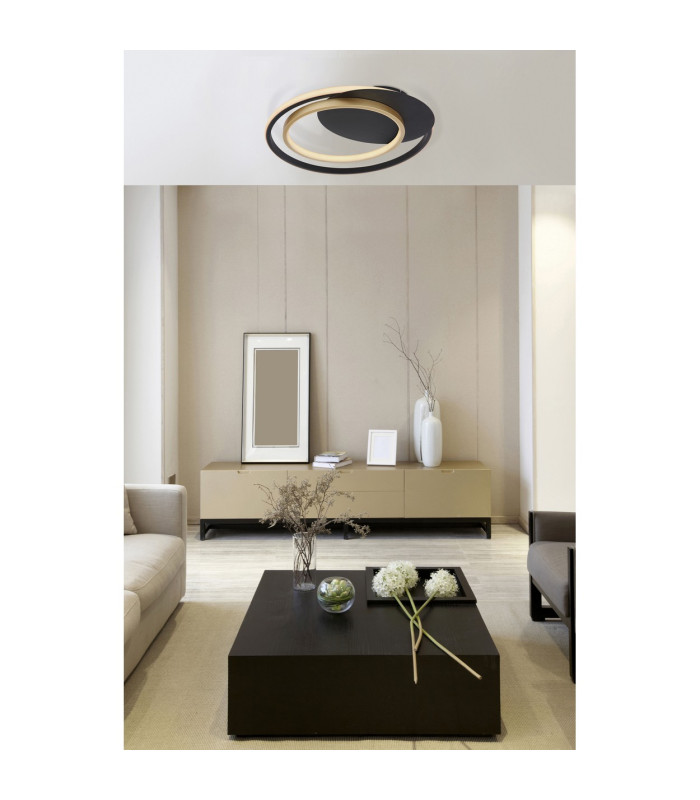Rodan Integrated LED Semi Flush Ceiling Light Black 2x LED Dimmable 3000-6000K Remote Control-8