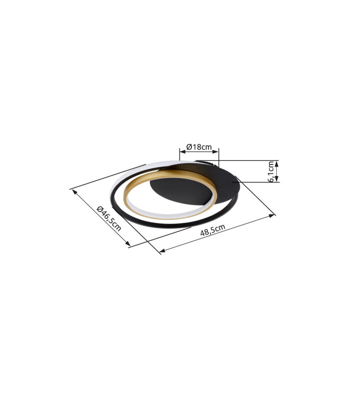 Rodan Integrated LED Semi Flush Ceiling Light Black 2x LED Dimmable 3000-6000K Remote Control-11