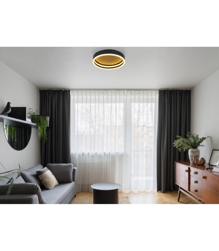 Hedi 30cm Integrated LED Semi Flush Ceiling Light Matt Black LED 3000K-5