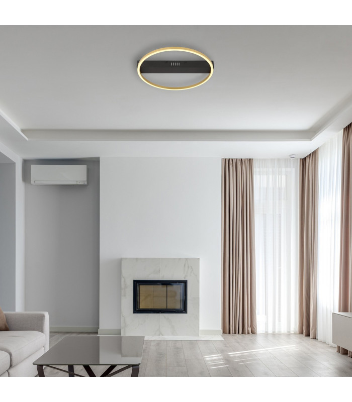 Luffy Integrated LED Semi Flush Ceiling Light Black LED 3000K-8