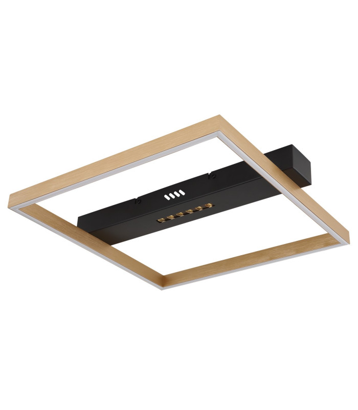 Luffy 40cm Integrated LED Semi Flush Ceiling Light Matt Black Square LED 3000K-6