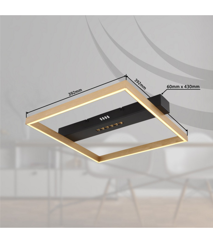 Luffy 40cm Integrated LED Semi Flush Ceiling Light Matt Black Square LED 3000K-8