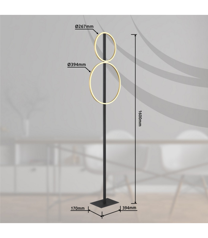 Luffy LED Integrated Floor Lamp Matt Black LED 3000K-10