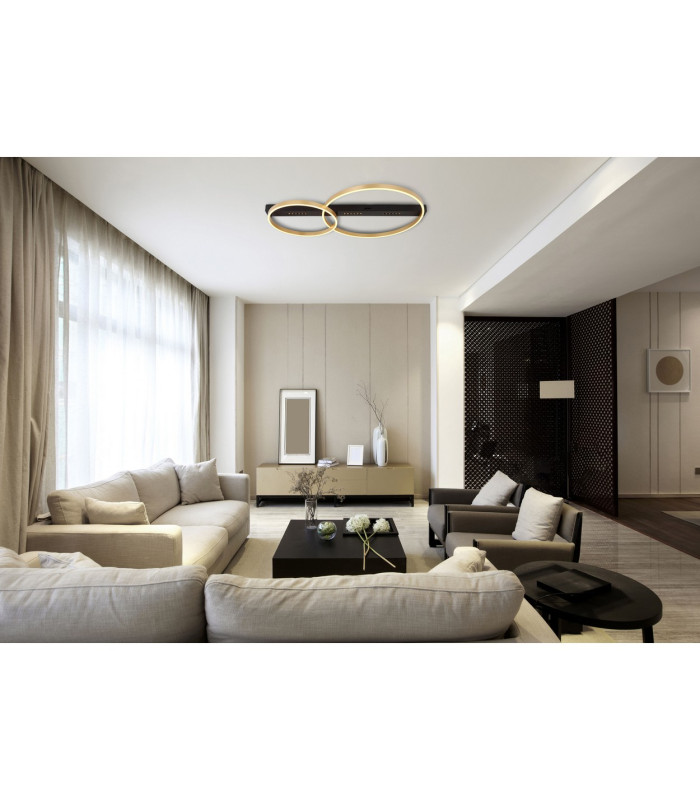 Luffy 93x59cm Integrated LED Semi Flush Ceiling Light Matt Black LED 3000K-11