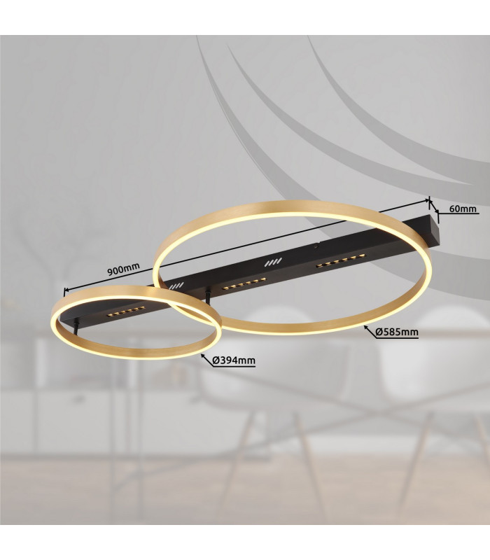 Luffy 93x59cm Integrated LED Semi Flush Ceiling Light Matt Black LED 3000K-12
