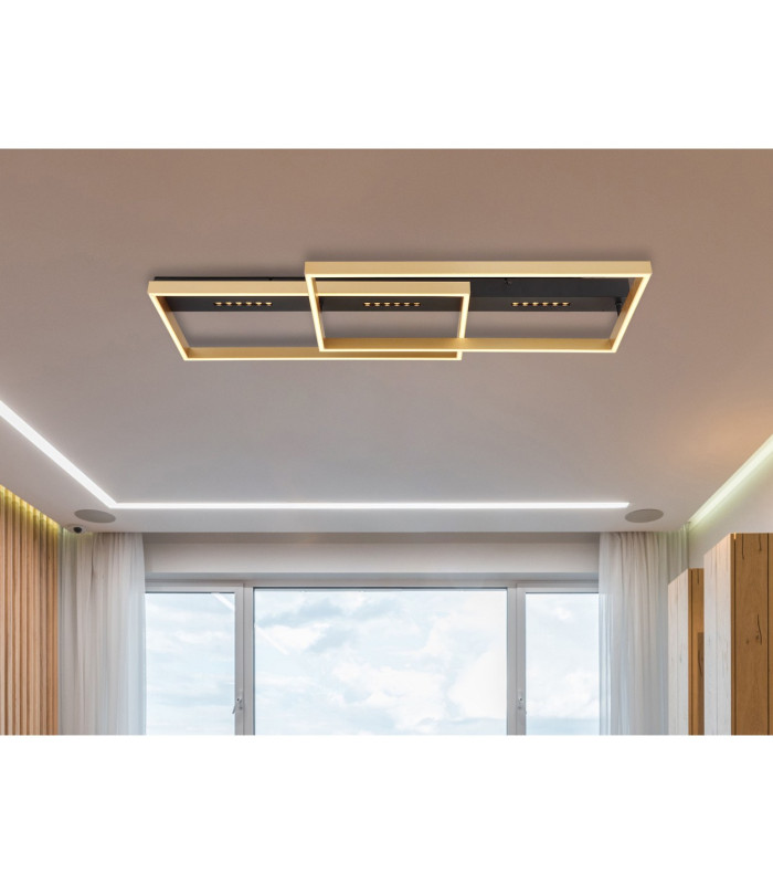 Luffy 90x40cm Integrated LED Semi Flush Ceiling Light Matt Black LED 3000K-11