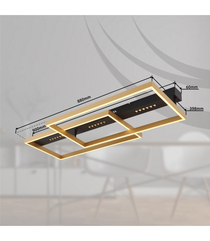 Luffy 90x40cm Integrated LED Semi Flush Ceiling Light Matt Black LED 3000K-12