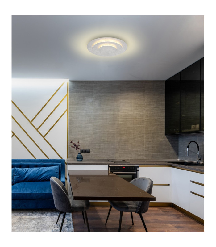Heda 35cm Integrated LED Semi Flush Ceiling Light Silver Colored LED 3000K-4