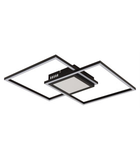 Saunders 43cm Integrated LED Semi Flush Ceiling Light Matt Black 2x LED Dimmable 2700-6500K Remote Control Timer-2