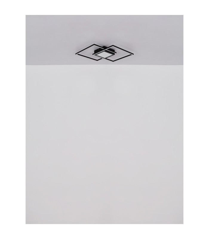 Saunders 43cm Integrated LED Semi Flush Ceiling Light Matt Black 2x LED Dimmable 2700-6500K Remote Control Timer-9
