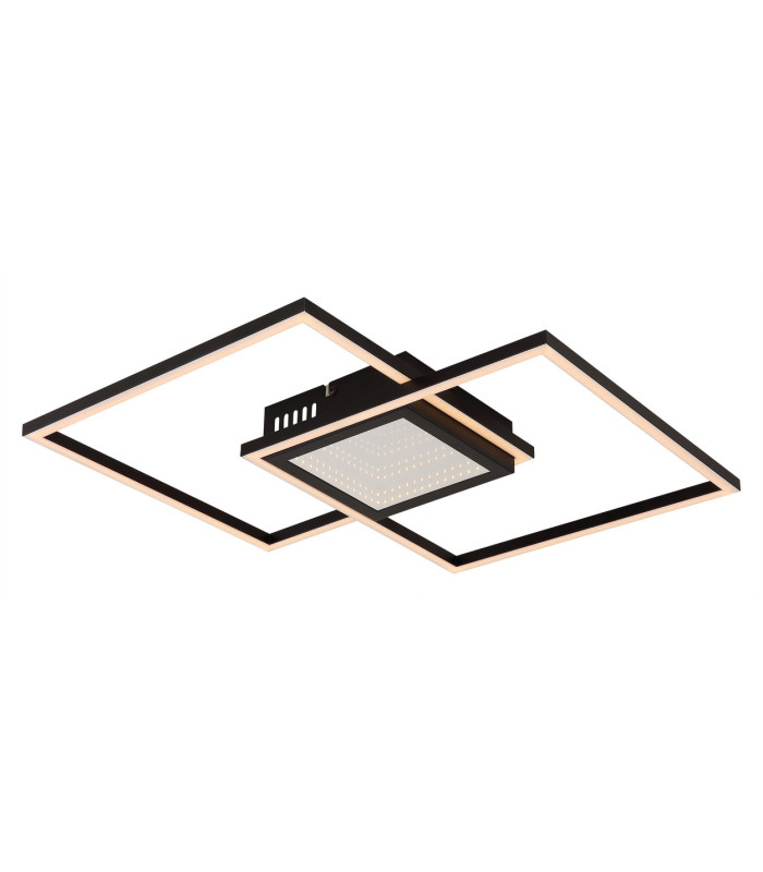 Saunders 43cm Integrated LED Semi Flush Ceiling Light Matt Black 2x LED Dimmable 2700-6500K Remote Control Timer-12