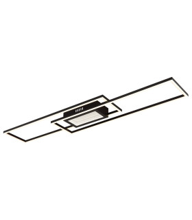 Saunders 96x20cm Integrated LED Semi Flush Ceiling Light Matt Black LED Dimmable 2700-6500K Remote Control Timer-1