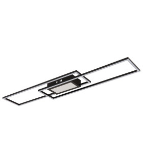 Saunders 96x20cm Integrated LED Semi Flush Ceiling Light Matt Black LED Dimmable 2700-6500K Remote Control Timer-2