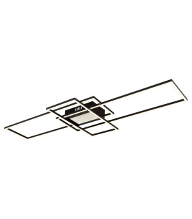 Saunders 111x42cm Integrated LED Semi Flush Ceiling Light Matt Black LED Dimmable 2700-6500K Remote Control Timer-1