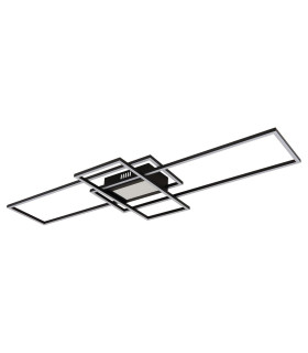 Saunders 111x42cm Integrated LED Semi Flush Ceiling Light Matt Black LED Dimmable 2700-6500K Remote Control Timer-2