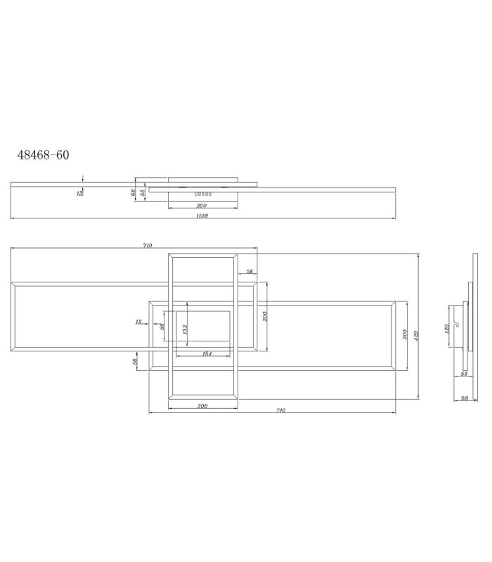 Saunders 111x42cm Integrated LED Semi Flush Ceiling Light Matt Black LED Dimmable 2700-6500K Remote Control Timer-10
