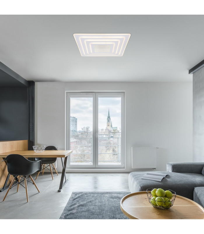 Jocelyn Sqaure Integrated LED Semi Flush Ceiling Light White Matt LED Dimmable 2700-6500K Remote Control-11