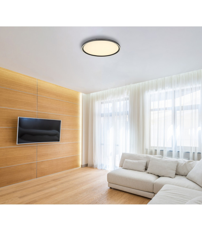 Dublin 50cm Integrated LED Semi Flush Ceiling Light Grey LED Dimmable 2700-6000K Remote Control-10