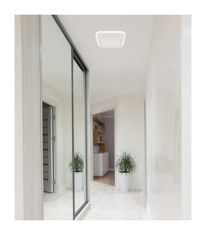 Lamela Square Integrated LED Semi Flush Ceiling Light White Matt LED 4000K-8