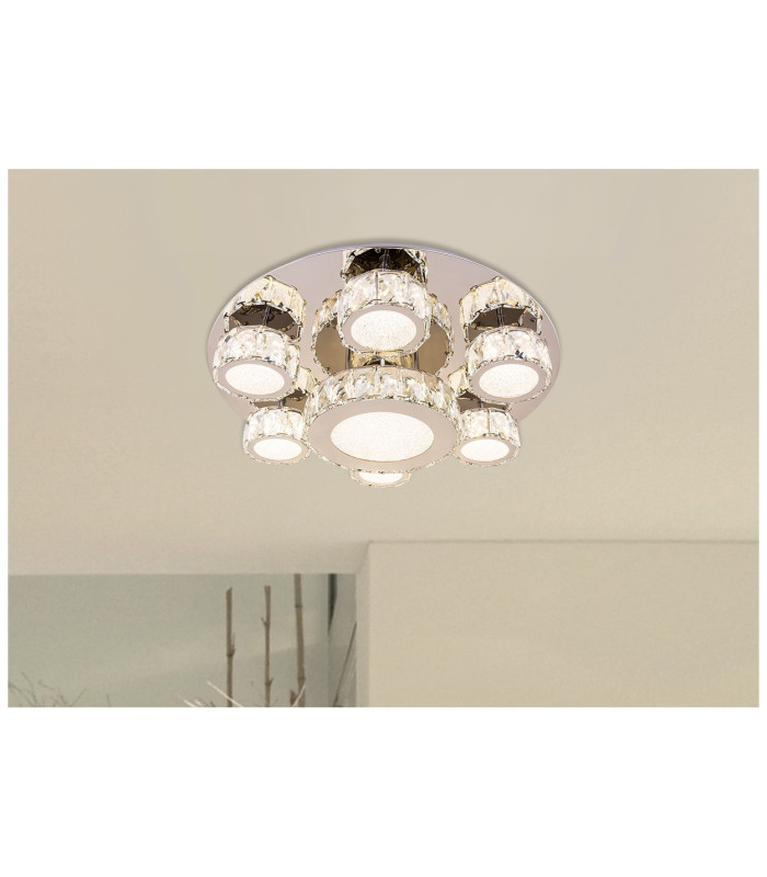 Amur Ceiling Light Chrome K9 Crystals 7x LED 4000K-6