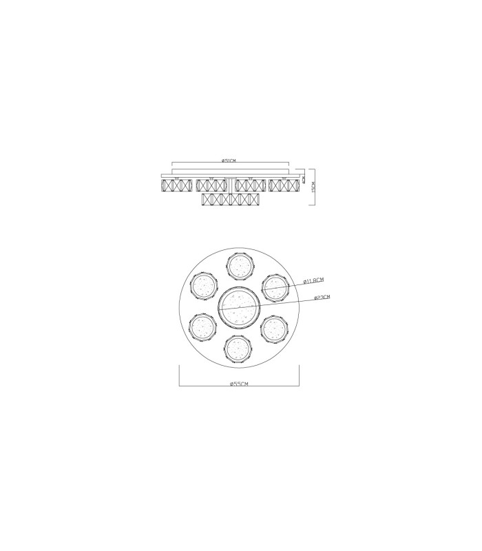 Amur Ceiling Light Chrome K9 Crystals 7x LED 4000K-7
