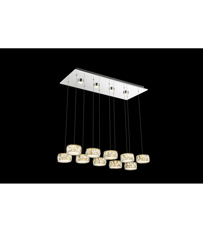 Amur Bar Pendant Ceiling Light Chrome 10x LED 4000K-2