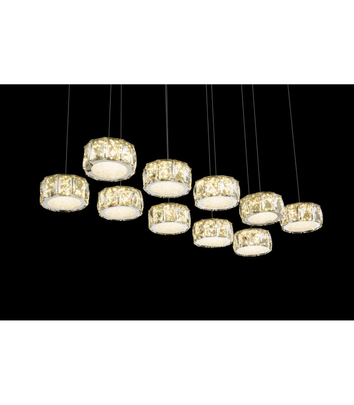 Amur Bar Pendant Ceiling Light Chrome 10x LED 4000K-6
