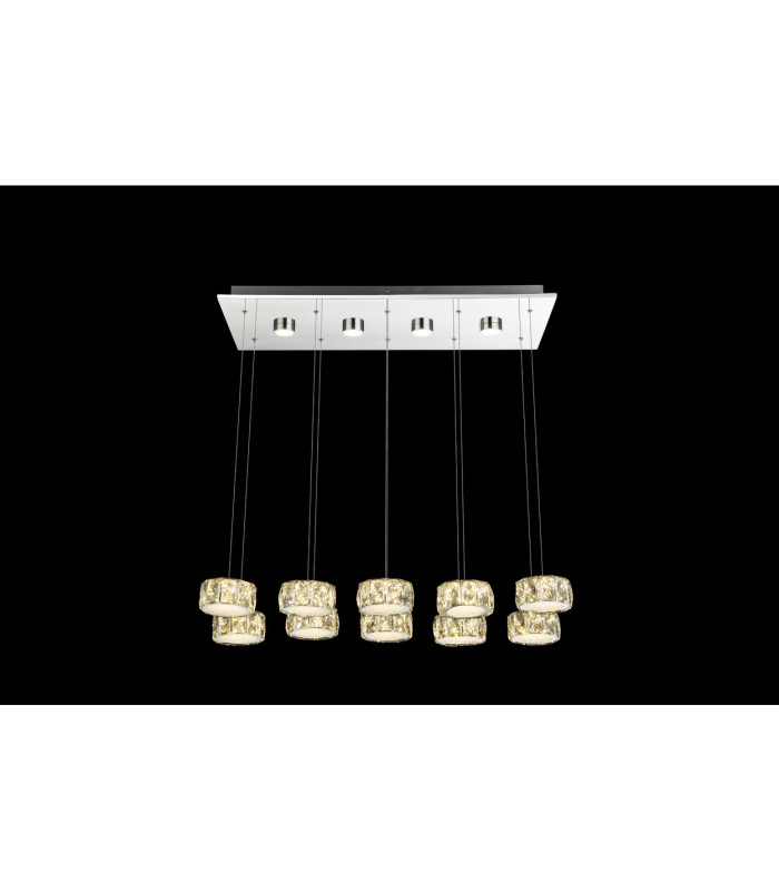 Amur Bar Pendant Ceiling Light Chrome 10x LED 4000K-10