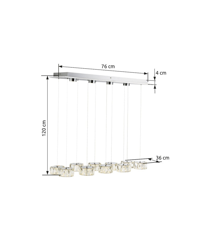 Amur Bar Pendant Ceiling Light Chrome 10x LED 4000K-12
