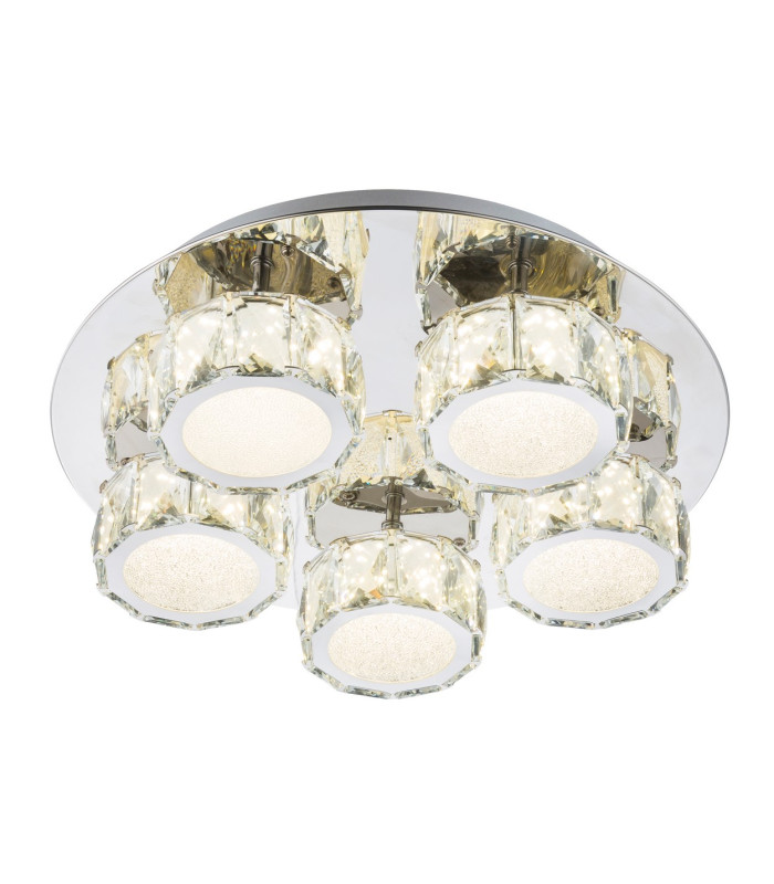 Amur Ceiling Light Chrome K5 Crystals LED Dimmable 4000K-1