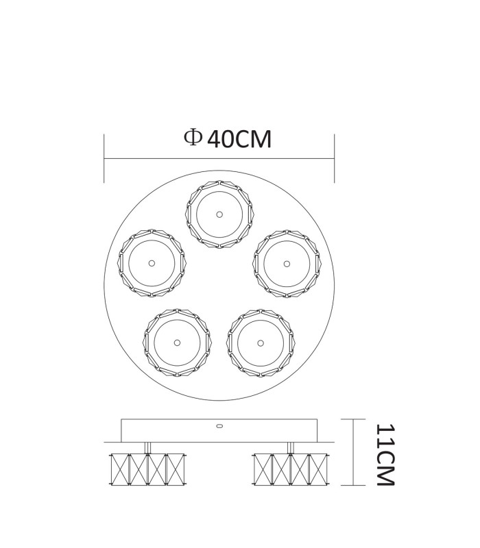 Amur Ceiling Light Chrome K5 Crystals LED Dimmable 4000K-3