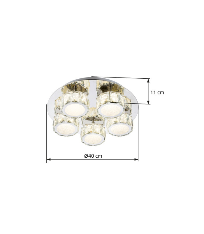 Amur Ceiling Light Chrome K5 Crystals LED Dimmable 4000K-4