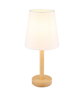 Joris Table Lamp with Round Tapered Shade Wood Look 1x E14-1