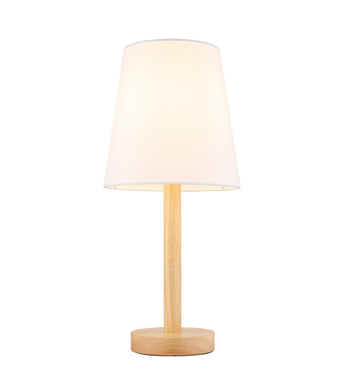 Joris Table Lamp with Round Tapered Shade Wood Look 1x E14-3