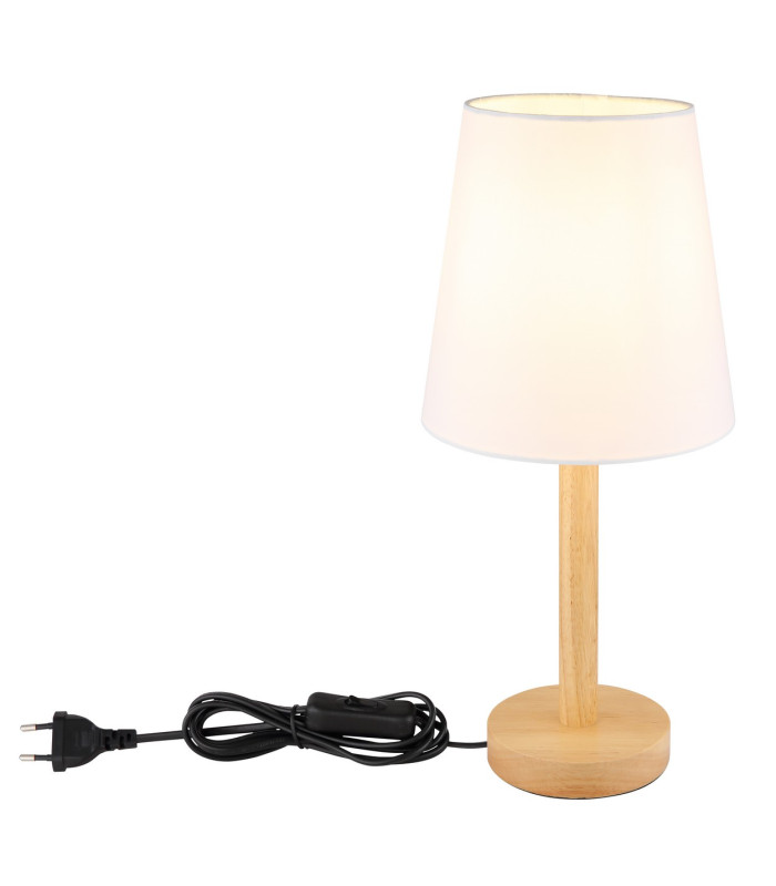 Joris Table Lamp with Round Tapered Shade Wood Look 1x E14-4