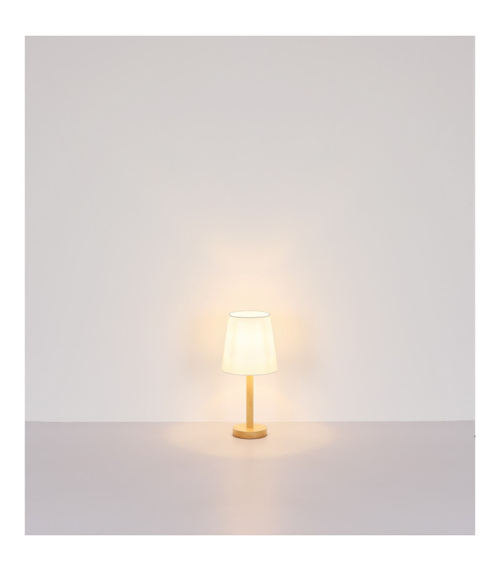 Joris Table Lamp with Round Tapered Shade Wood Look 1x E14-6