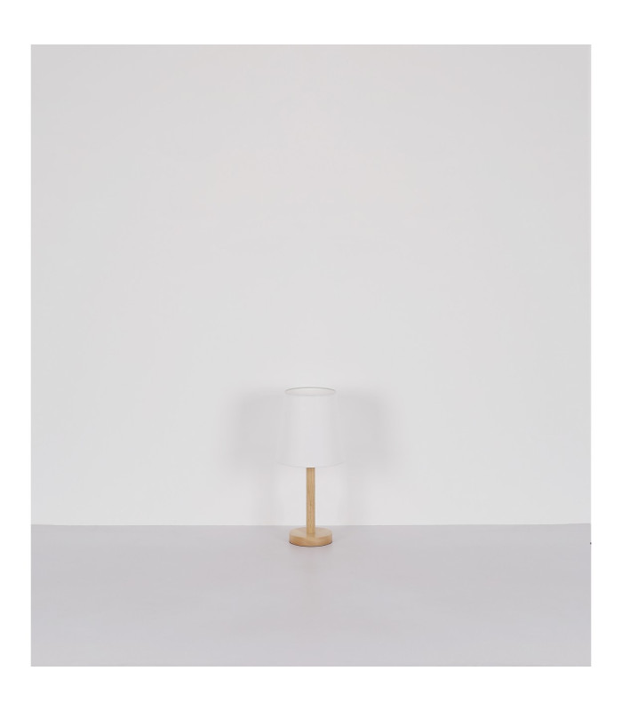 Joris Table Lamp with Round Tapered Shade Wood Look 1x E14-7