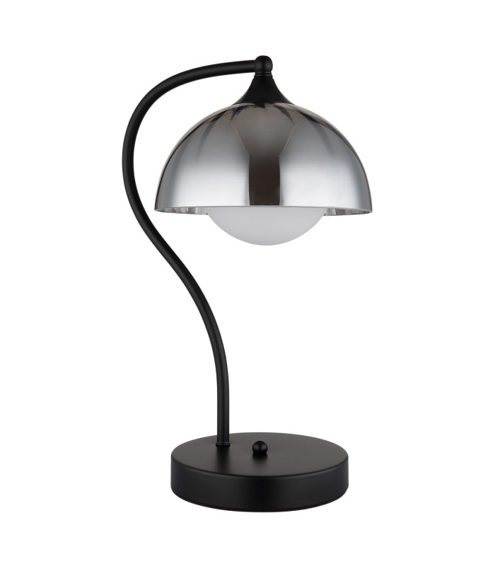 Eva Bedside Table Lamp Matt Black Smoke Glass Shade 1x G9-2