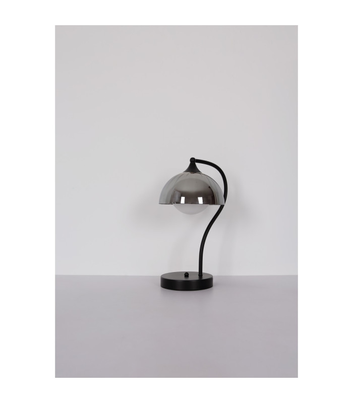 Eva Bedside Table Lamp Matt Black Smoke Glass Shade 1x G9-6