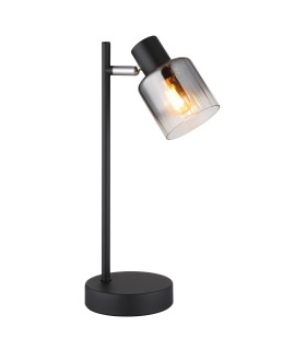 Jack Desk Task Lamp Matt Black Smoke Glass Shade 1x E14-1
