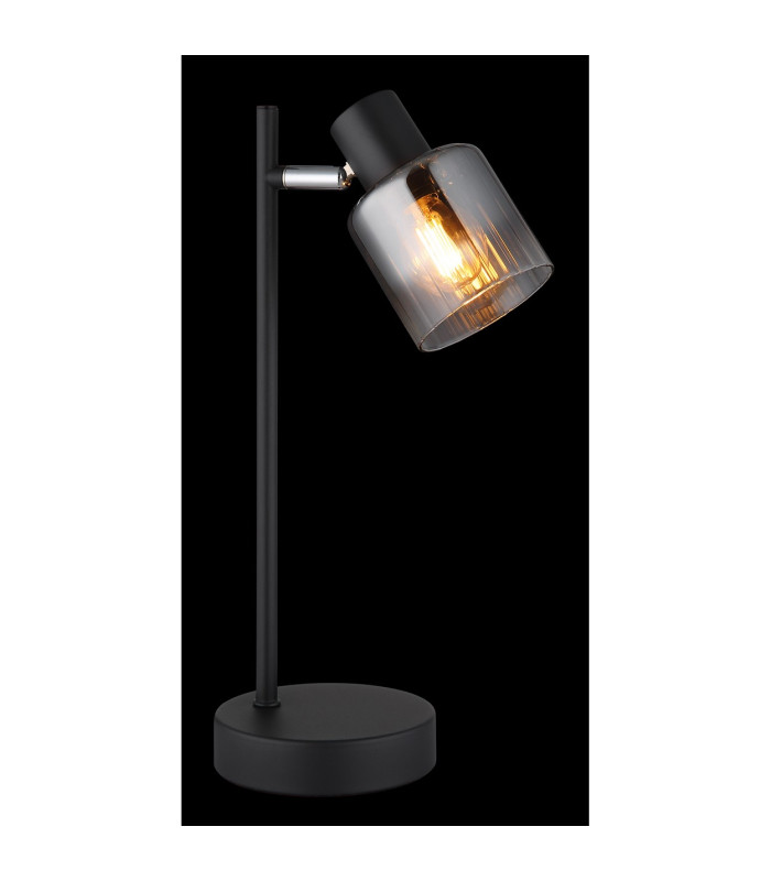 Jack Desk Task Lamp Matt Black Smoke Glass Shade 1x E14-3