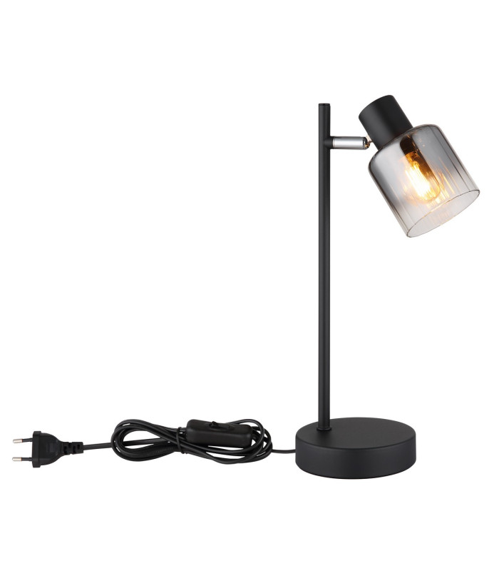 Jack Desk Task Lamp Matt Black Smoke Glass Shade 1x E14-4