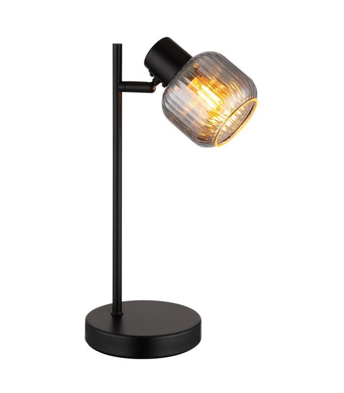 Tom Desk Task Lamp Matt Black Smoke Glass Shade 1x E14-1