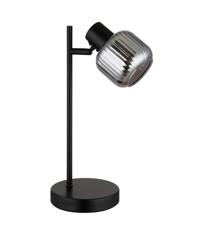 Tom Desk Task Lamp Matt Black Smoke Glass Shade 1x E14-2