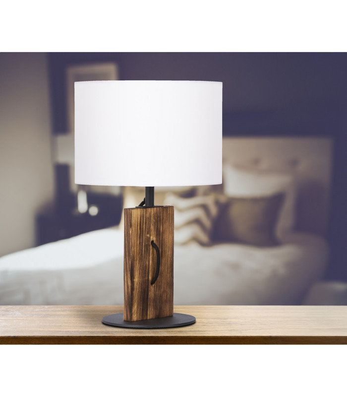 Pinus Table Lamp with Round Shade Brown Light 1x E27-5