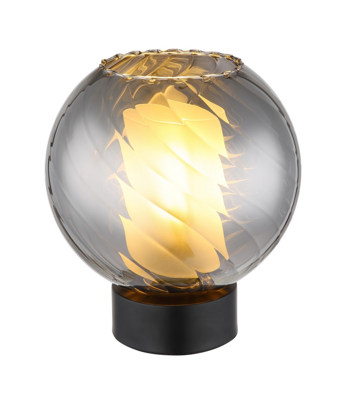 Ulf Table Lamp Matt Black Ball Smoke Glass Shade 1x E27-1