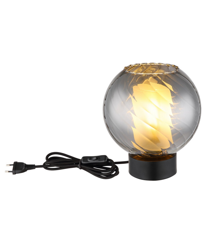 Ulf Table Lamp Matt Black Ball Smoke Glass Shade 1x E27-3