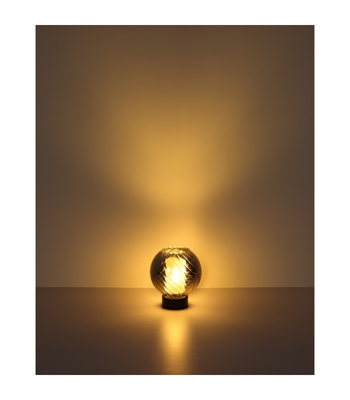 Ulf Table Lamp Matt Black Ball Smoke Glass Shade 1x E27-4