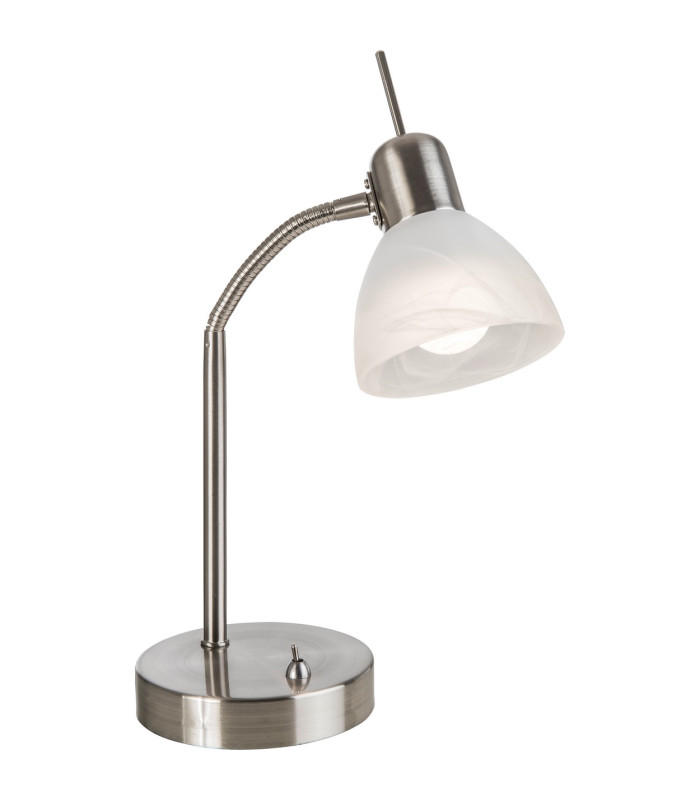 Daytona Desk Task Lamp Nickel Matt Alabaster Optic Glass Shade 1x E14 3000K-1